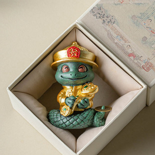 Factory Green Sandstone Ruyi Snake Creative Small Ornaments Desktop Fortune Decoration Tea Pet Tea Play Chinese National Trend Crafts