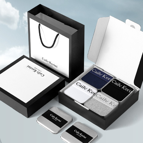 Authentic Men's Underwear, Men's Boxer Briefs, Antibacterial Pure Cotton, Four-Corner Sports Shorts, Gift Box, Breathable