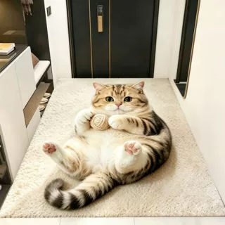 家用玄关装饰地垫可爱猫咪3d平面视觉硅藻泥地垫入户门换鞋蹭土垫