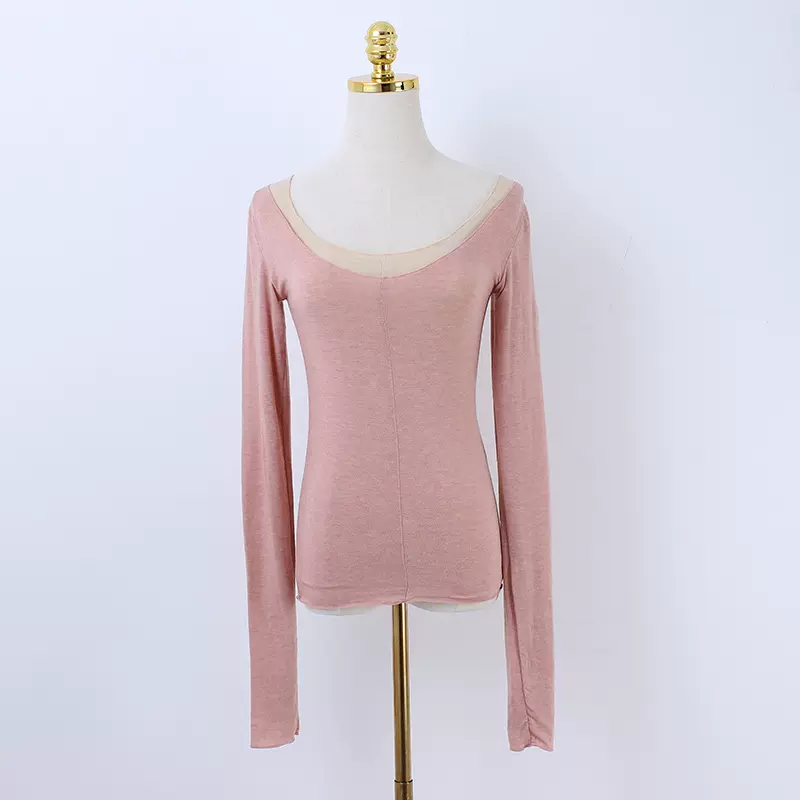 2025春夏新款舒适简搭天丝羊毛V领纯色基础内搭打底衫长袖T恤上