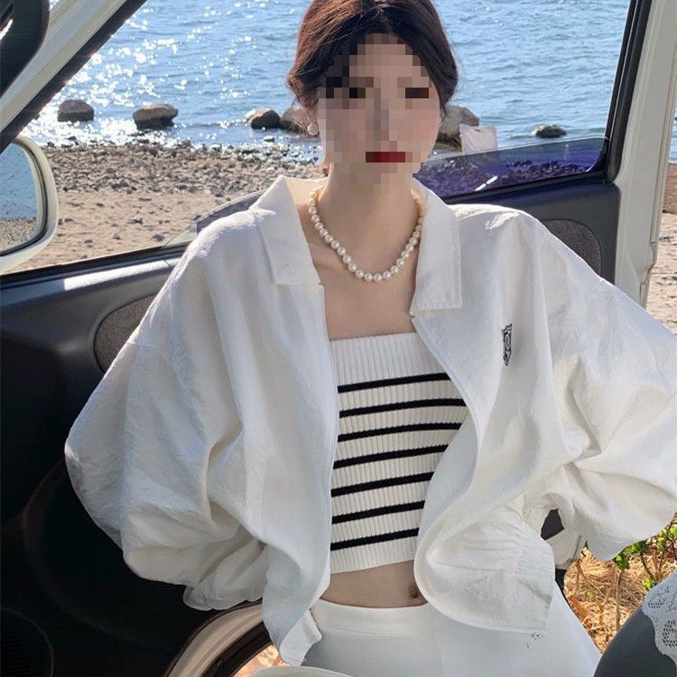 Новый белый дикий пиджак женский корейский свободный весенний и осенний тонкий спортивный кардиган куртка маленький топ