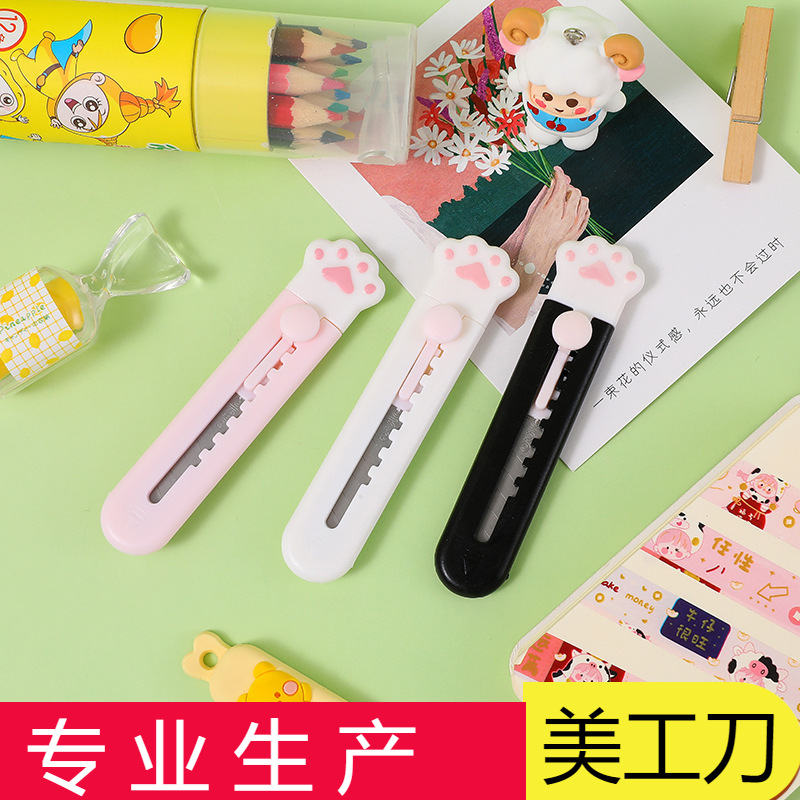 Lindo gato garra mini arte cuchillo portátil tamaño pequeño portátil split expreso desembalaje cuchillo papel corte cuchillo hecho a mano