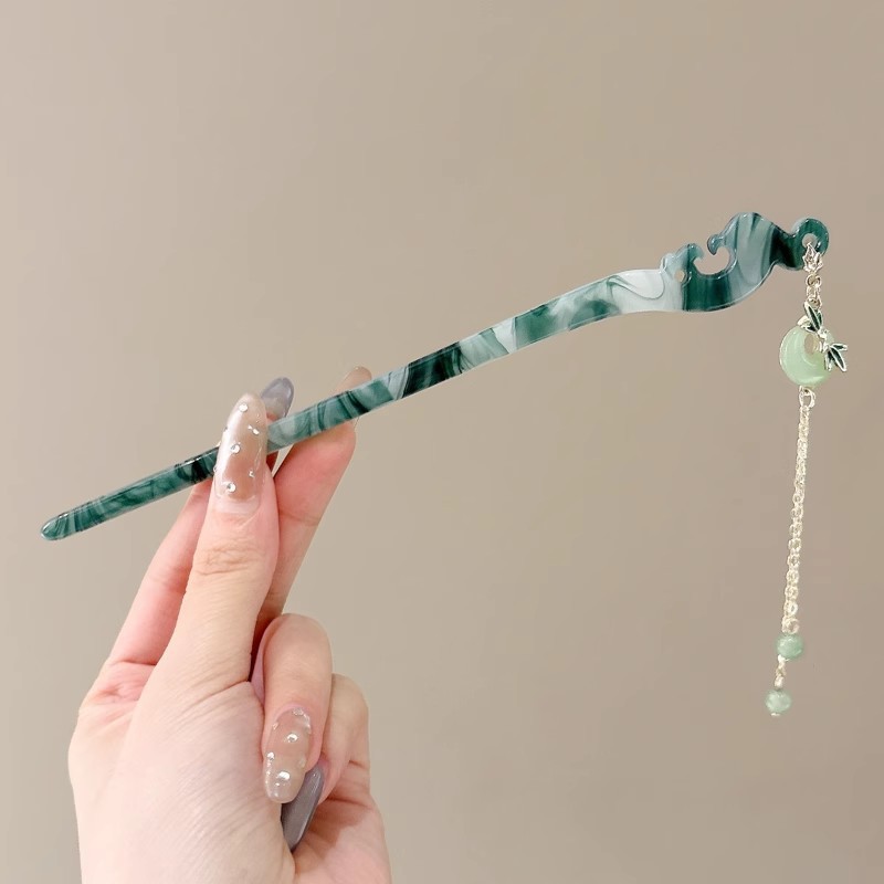 Horquilla estilo antiguo sentido de alta gama Horquilla de borla de sándalo chino Hanfu Traje antiguo Tapa para el cabello Suministro al por mayor Mujeres calientes