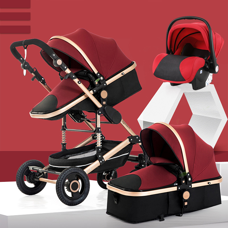 Cochecito de bebé Wisesonle bidireccional con vista alta, se puede sentar y acostar, ligero, plegable, con amortiguación y asiento con aire.