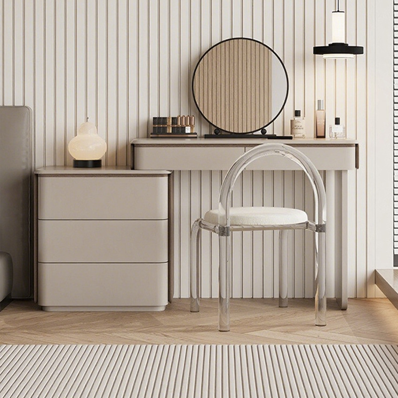 Dressing Table and Cupboard Integrated Modern Simple Small Bedroom Solid Wood Dressing Table Cream Style Paint Dressing Table