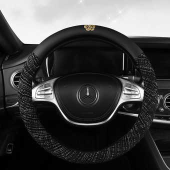 新款四季通用山茶花汽车载方向盘套时尚个性防滑车把套小香风轻奢