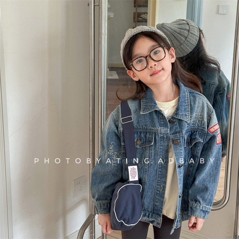 2026 Spring Children's Clothing New Korean Style Denim Embroidered Jacket Spring Outfit for Girls and Boys Top 5550