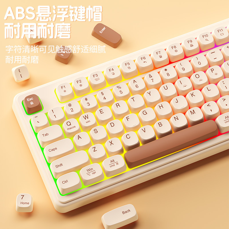BOW Hangshi K520U 有線キーボード RGB ライト高価値メカニカルな感触オフィスタイピングミュート男の子と女の子向け|undefined