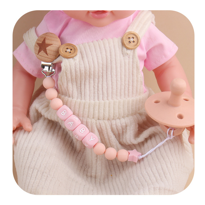 Productos infantiles creativos planetas juguetes beech chupeta clips rosa nombre bebé DIY cadena de chupeta cadena de pérdida