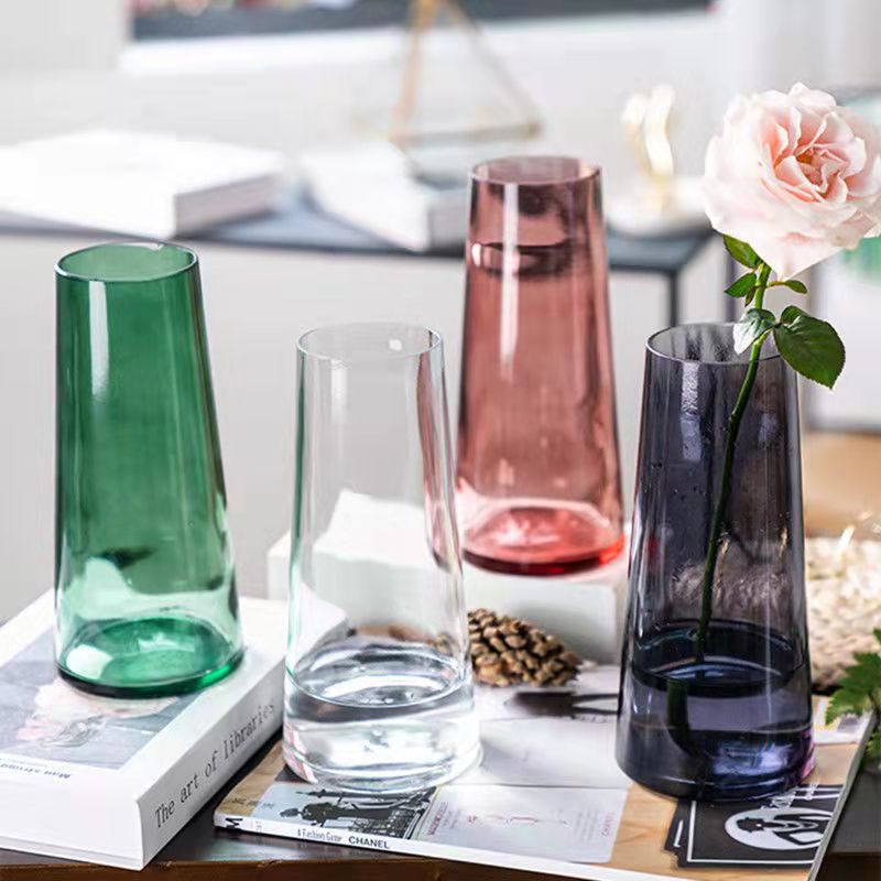Vaso de estilo nórdico de alto nivel creativo de lujo ligero de vidrio hotel residencial ins Feng Shui cultivar rosa lirio jarrón