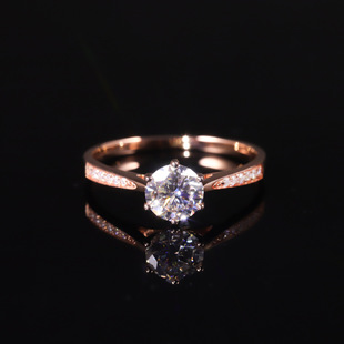 High-End 10K Rose Gold Ring 1 Carat Moissanite with Certificate Customized Pure 9/14/18K Gold Ring Cross-Border