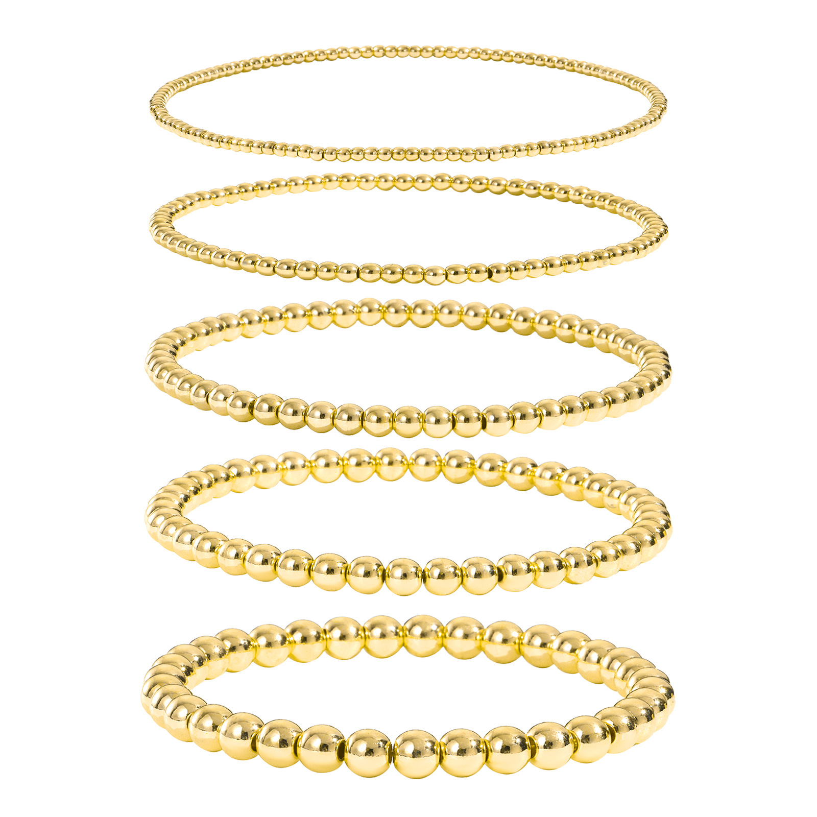 Bracciale da donna in oro 18 carati con perline di rame e bracciale elastico. Set di bracciali._voghion.com