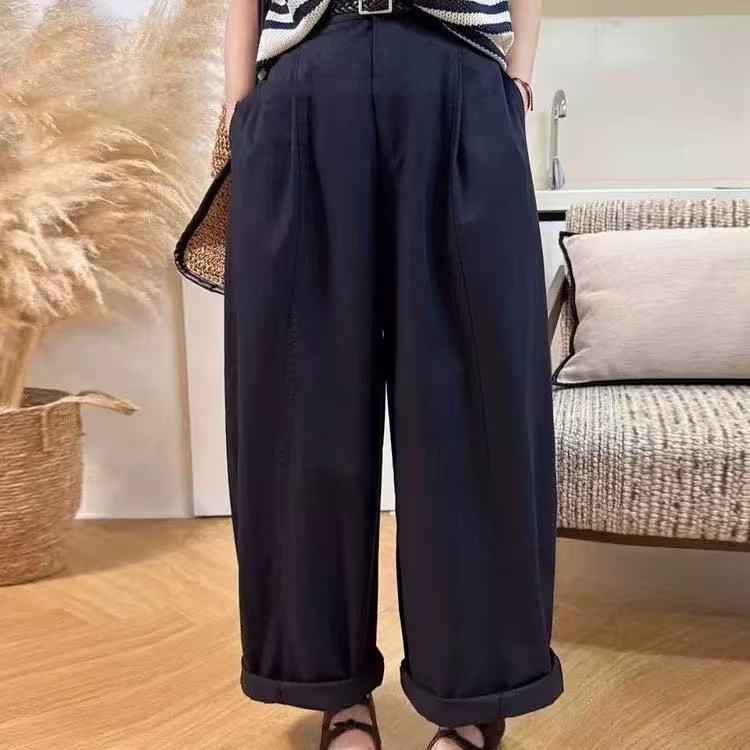 （抗皱钛金棉）2025秋季新款九分休闲阔腿裤休闲裤女韩版宽松直筒|undefined