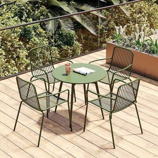 Iron Outdoor Tables and Chairs, Courtyard Outdoor Tables and Chairs, Cafe, Milk Tea Shop, Balcony Tea Table and Chairs Three-Piece Set