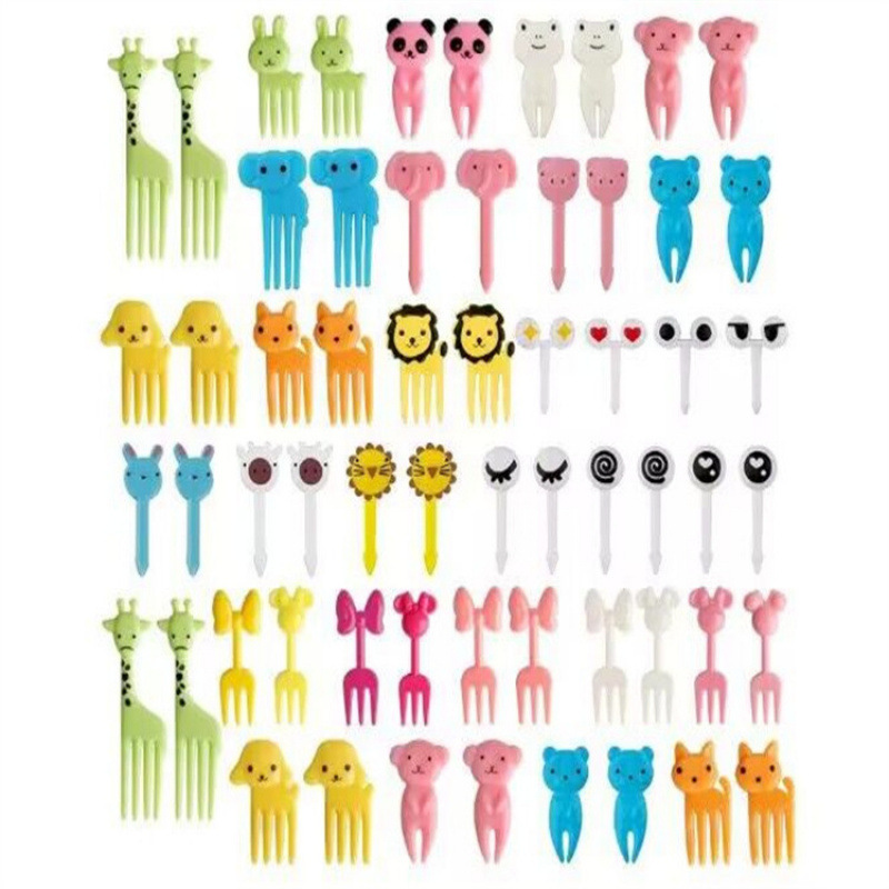 Japón hogar dibujos animados horquilla de fruta creativa para niños animales lindos horquilla de fruta de plástico set Bento stick