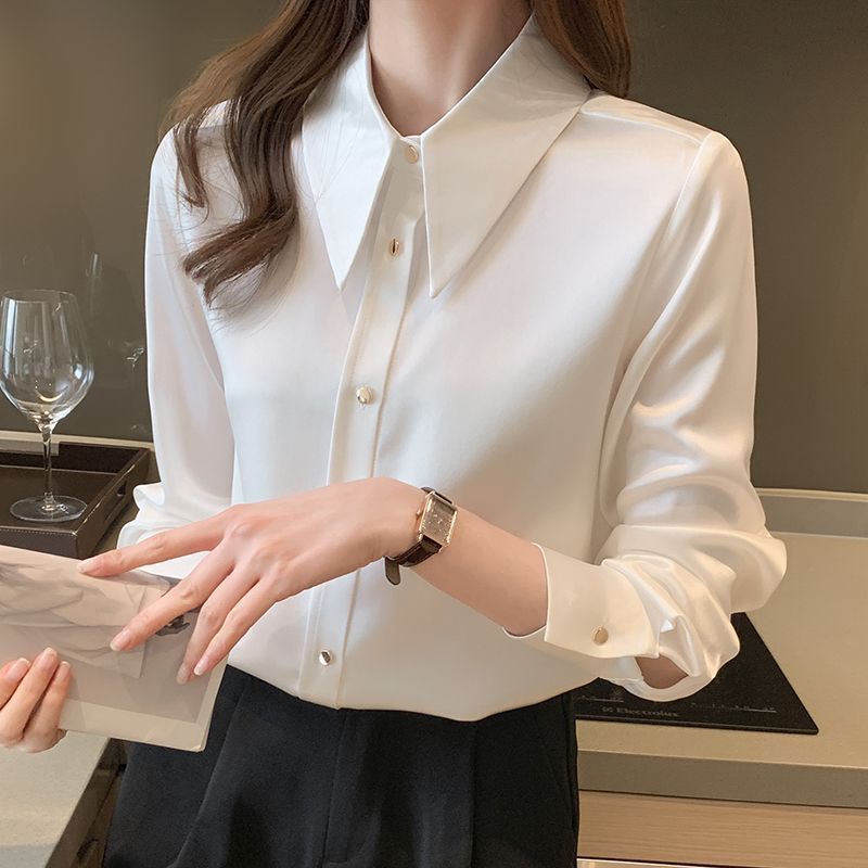 气质职业长袖衬衫女秋装2025年春秋季新款衬衣显瘦百搭女士上衣服|undefined