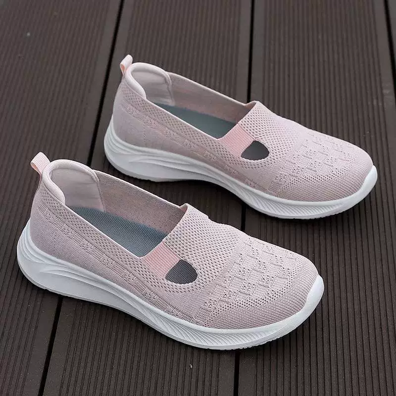 Летняя женская обувь для мам, летняя удобная повседневная спортивная обувь без шнуровки на мягкой подошве для людей среднего и пожилого возраста.