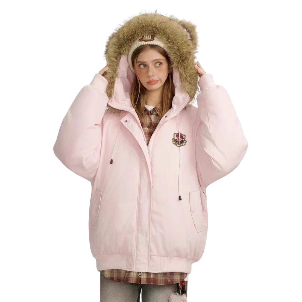 Comercio exterior con capuzas de algodón de cuello grande pareja de hombres y mujeres ropa de asalto 2025 chaqueta de algodón caliente gruesa ropa de trabajo corta de algodón