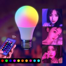 LED单灯彩色遥控灯泡e27螺口家用装饰球泡调光拍照补光情调氛围灯