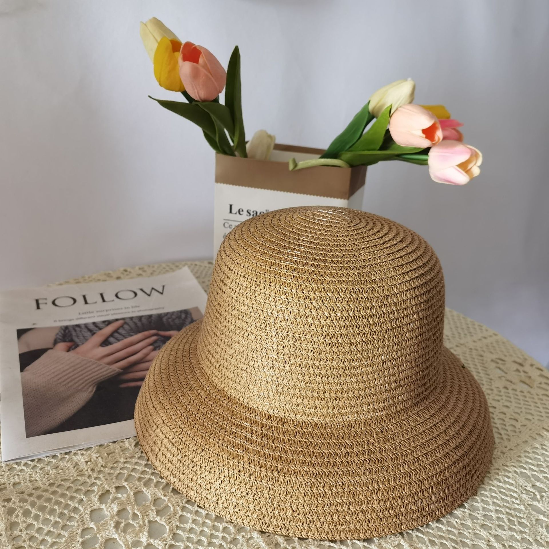 Hepburn Style Hepburn-style Hat, Same Model As Fujii Tsuyu's, High-quality Raffia Straw For Women, Summer Sun Protection Beach_voghion.com