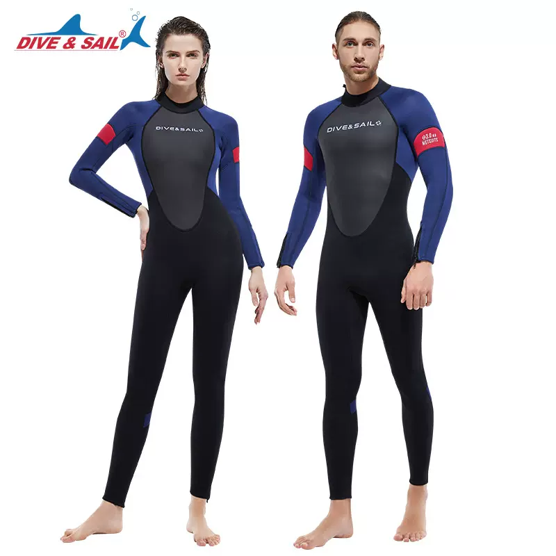 DIVE&SAIL潜水服3MM连体长袖保暖潜水衣深浮潜冲浪水母冬泳衣批发