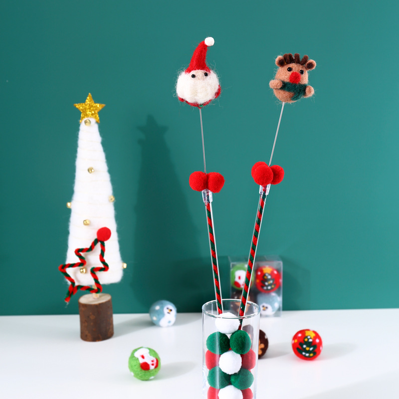 Comercio exterior Santa Claus mascota fieltro campana gato juguete interactivo alces orden lana divertido gato palo varilla self-HI
