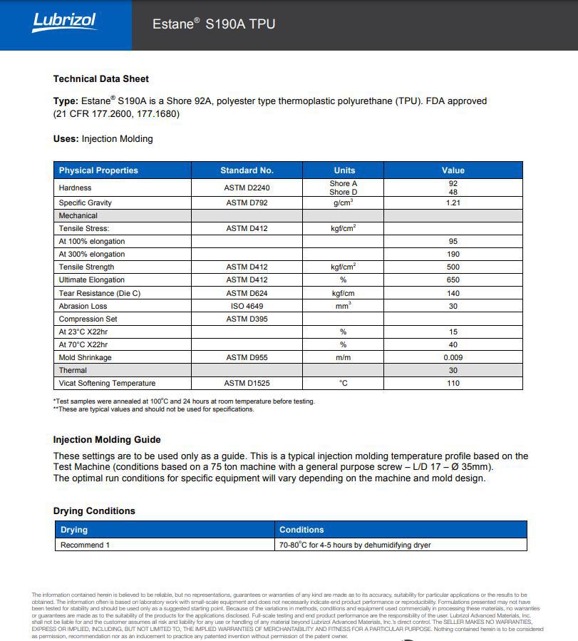 TPU/美国路博润 Lubrizol/ESTANE S190A 耐水解 90度弹性体阿里巴巴