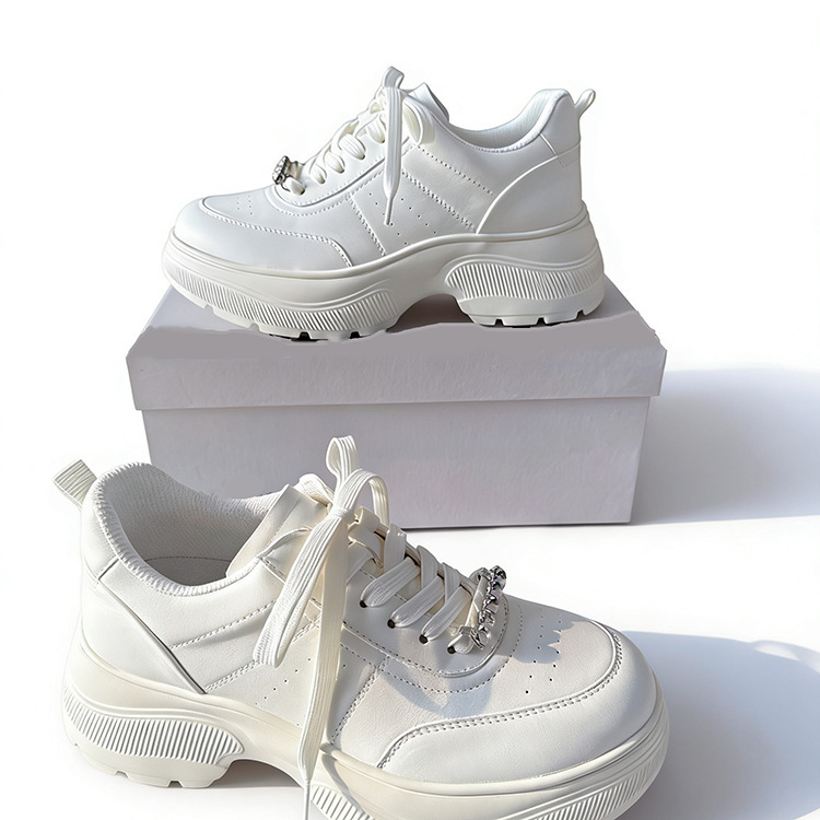 White Sneakers for Women 2026 New Fashion Dad Shoes White Sneakers Thick-Soled Height-Increasing Sports Casual Shoes Women's Shoes H6198