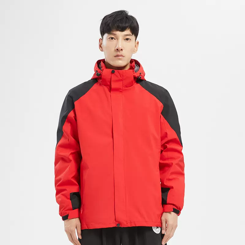 秋冬冲锋衣三合一可拆卸男女防水户外登山钓鱼服加厚外套印字防寒