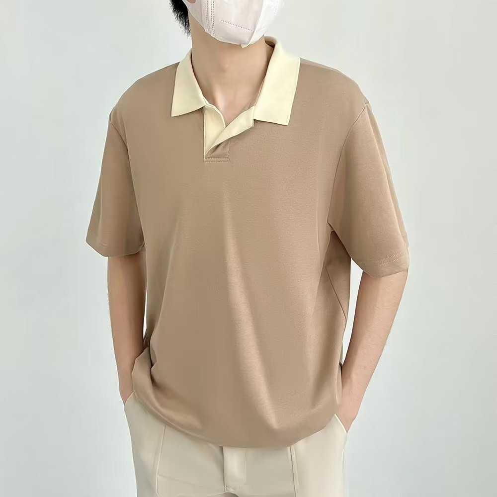 Camisa polo de manga corta con solapa Camiseta de verano de marca de moda para hombres Versión coreana de la tendencia delgada 2024 nueva camiseta de todo fósforo
