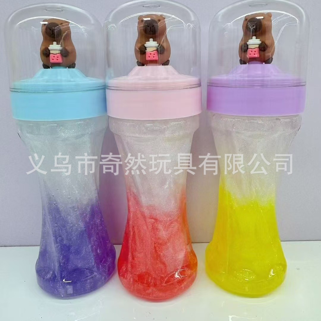 Transfronterizo directo creativo Slime doble pieza tridimensional muñeca capibara colorido barro juguetes para niños descompresión ventilación image 5