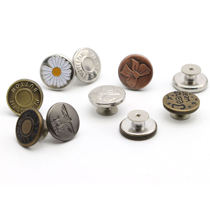 厂家现货裤腰调节金属免钉扣 牛仔背带扣铜质圆形免缝可拆卸钮扣