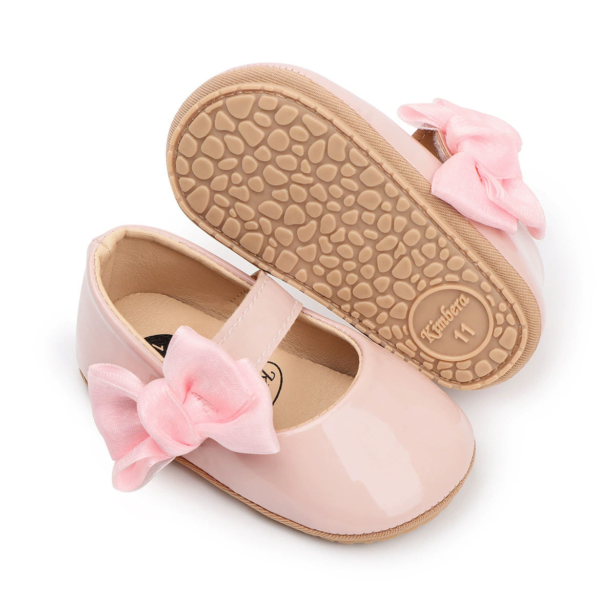 Children's polyurethane non-slip footwear for early age, sports shoes with bow for new born, 0-1 years, soft sole