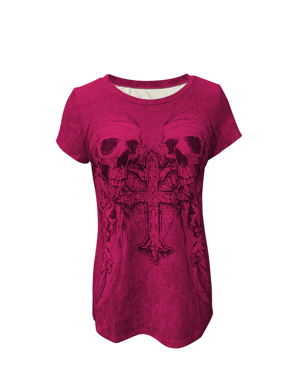 2023 Summer New Casual Sweatshirt T-shirt European and American Halloween Skull Print Short-sleeved Pullover Top Women's Clothing