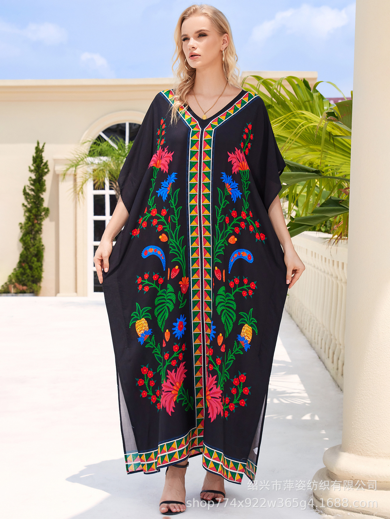 Camisas de playa de algodón impresa bata de vacaciones bikini con trajes de baño camisa buñuelo nuevo 45 - 1