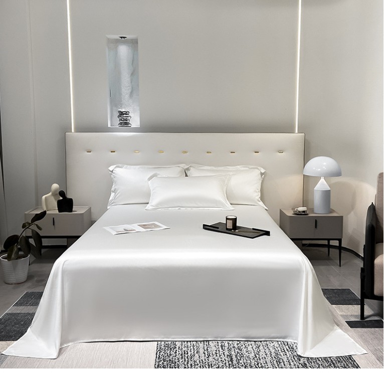 100 sábanas de verano de seda de hielo de color sólido de una sola pieza, dormitorio desnudo, edredón fresco, funda de almohada simple, juego de tres piezas