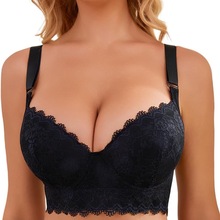 Push Up Bras for Women Lace Underwire Add One Cup Bra with S
