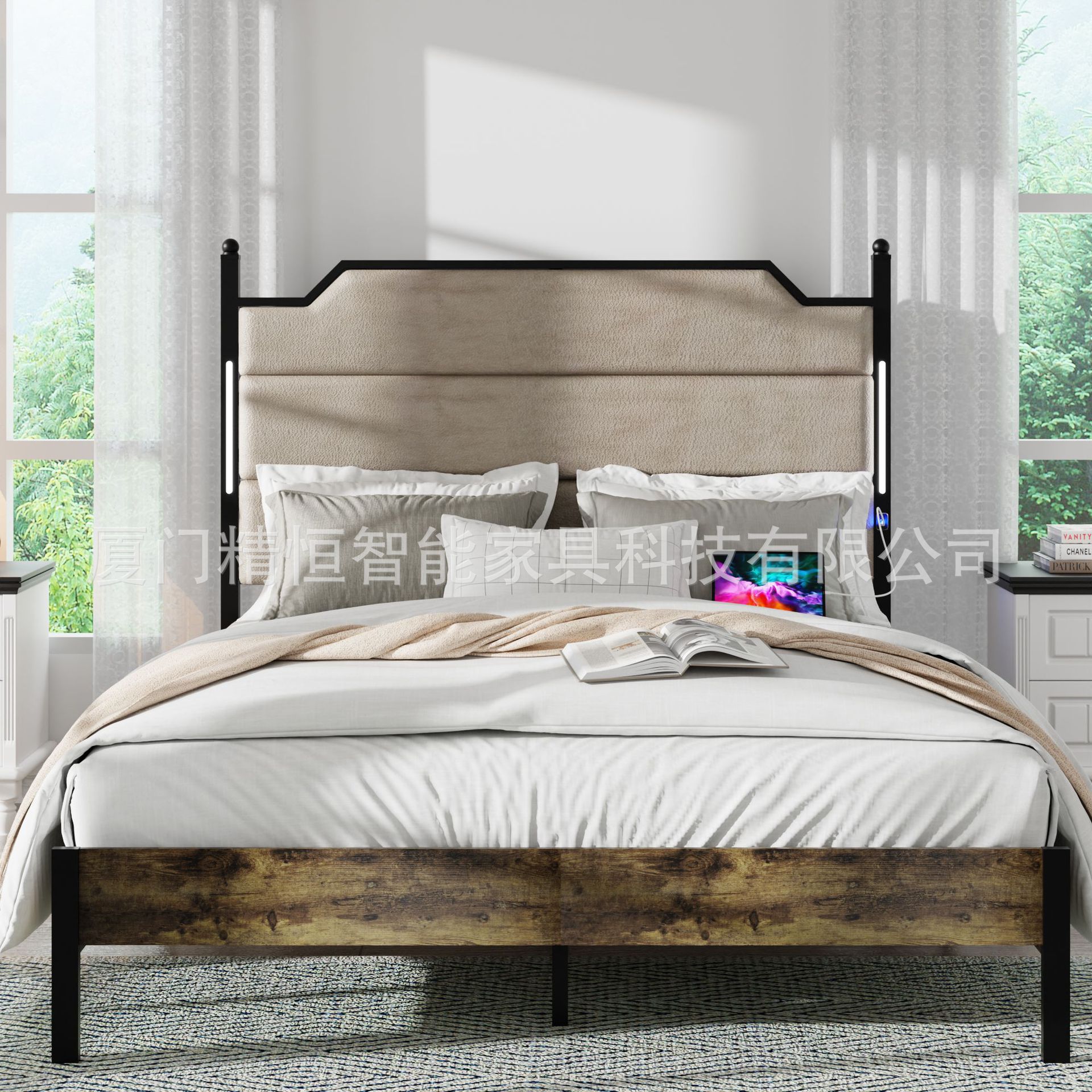 Solid wood bed American style Light extravagance 1.8 Double bed modern Simplicity 1.5 M gray single bed bedroom household Manufactor