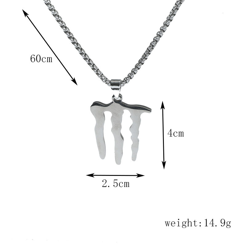 European and American color monster claw pendant hip hop stainless steel necklace