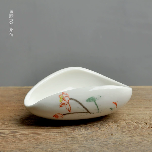 Colorful fish leaping over dragon gate tea lotus
