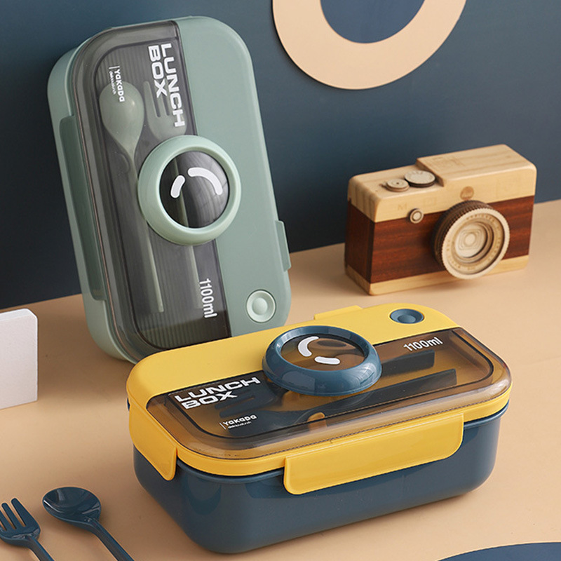 Caja de almuerzo al por mayor estudiante moderno simple de alto aspecto japonés compartimiento de plástico caja de almuerzo sellado caja de almuerzo grado alimenticio PP