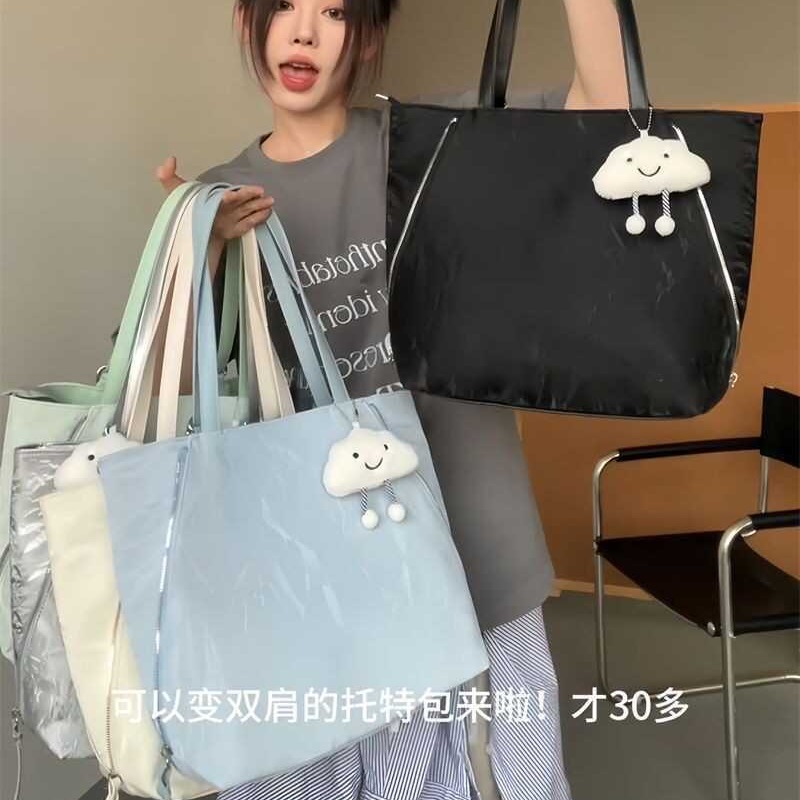 法式慵懒风多功能奶油色系斜挎包2024新款百搭质感时尚单肩双肩包