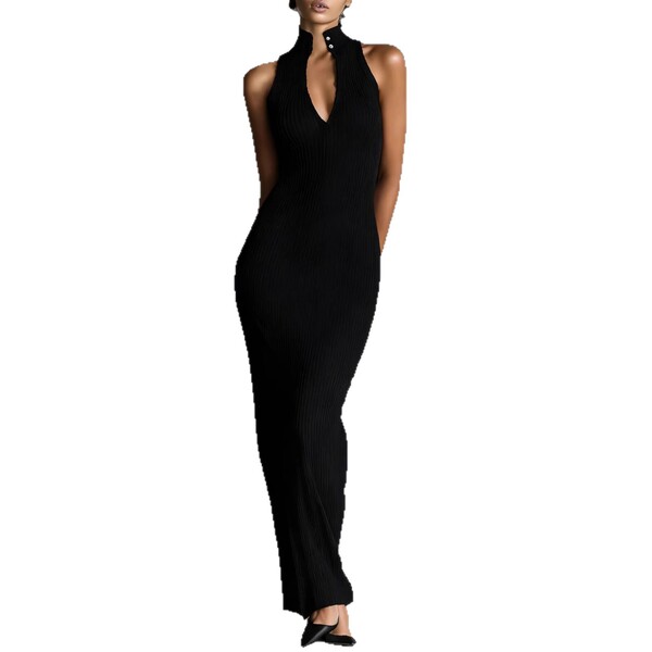 Spring solid color elegant dress sleevless