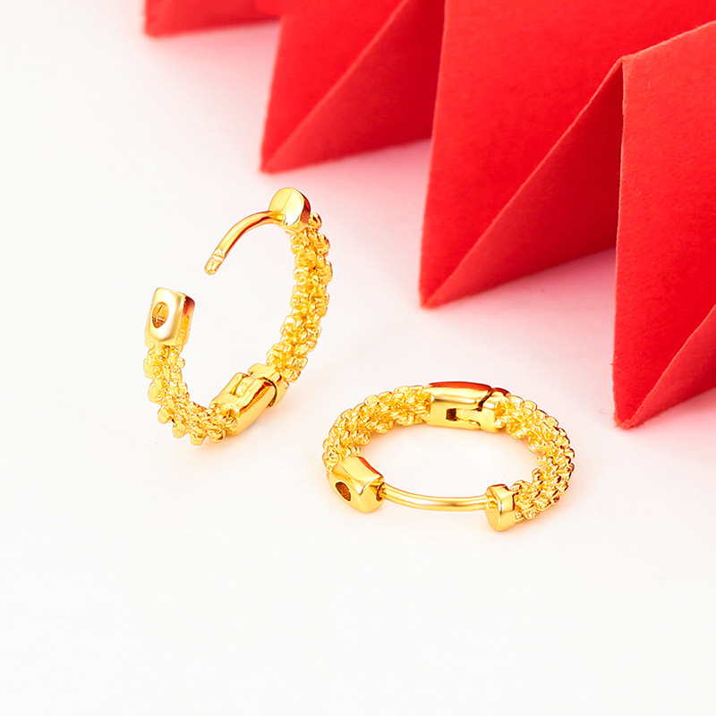 Pendientes de Aro Trenzados de Aleación de Cobre con Baño Electrolítico Xuping Jewelry para Mujer, Pendientes Redondos Vintage de Alta Gama, Estilo de Lujo Ligero