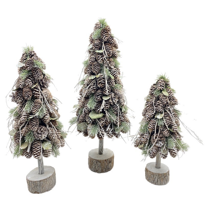 新款圣诞树圣诞节松果PE松针商场酒店布置装饰品桌面摆件场景装饰|undefined