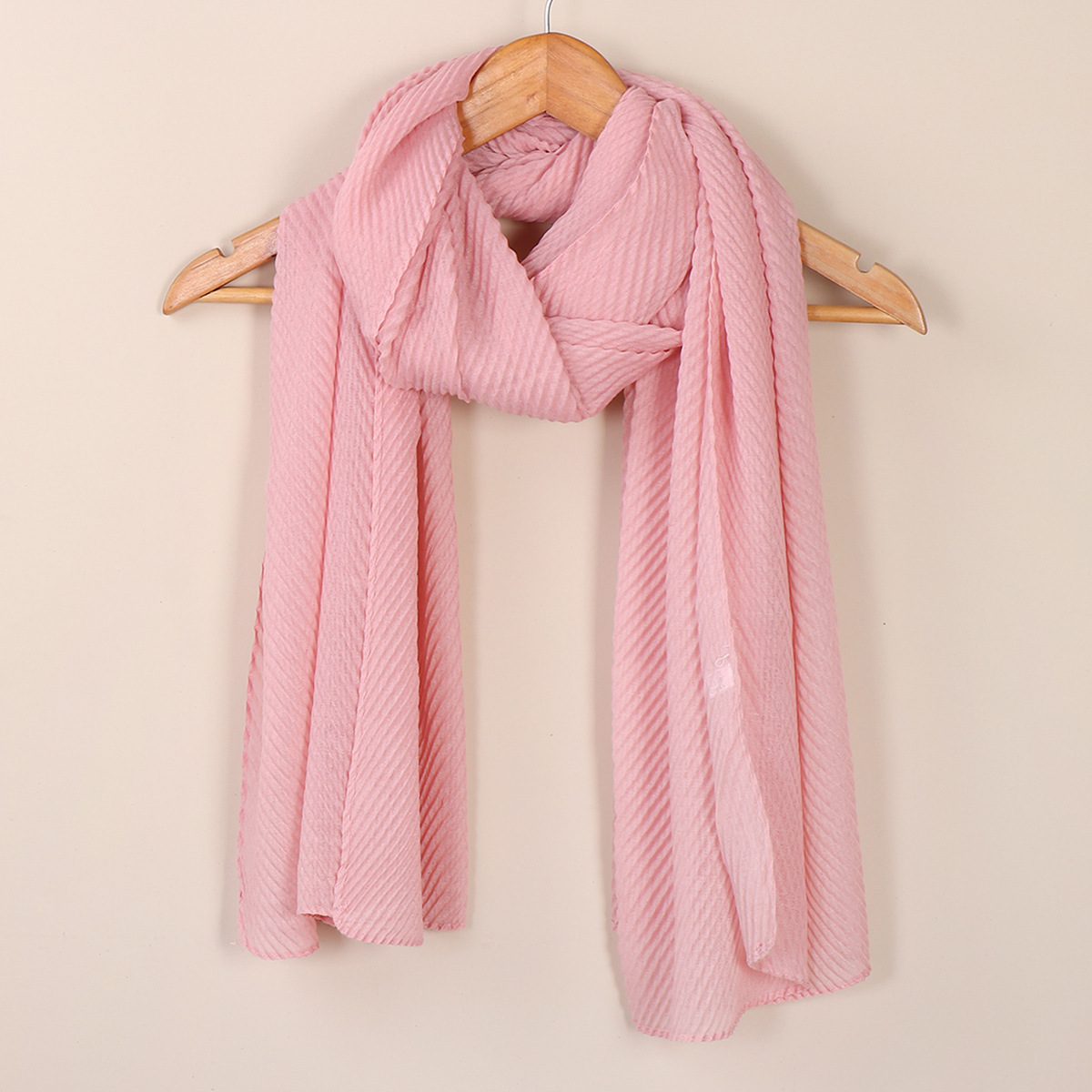 Women's Scarves wrinkled fashion plain wrinkled wrap headscarf solid color voile long shawl_voghion.com