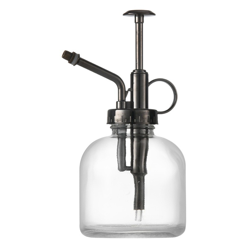 Regadera neumática jardinería hogar botella de spray de mano riego vidrio transparente pequeña regadera alcohol desinfección regadera