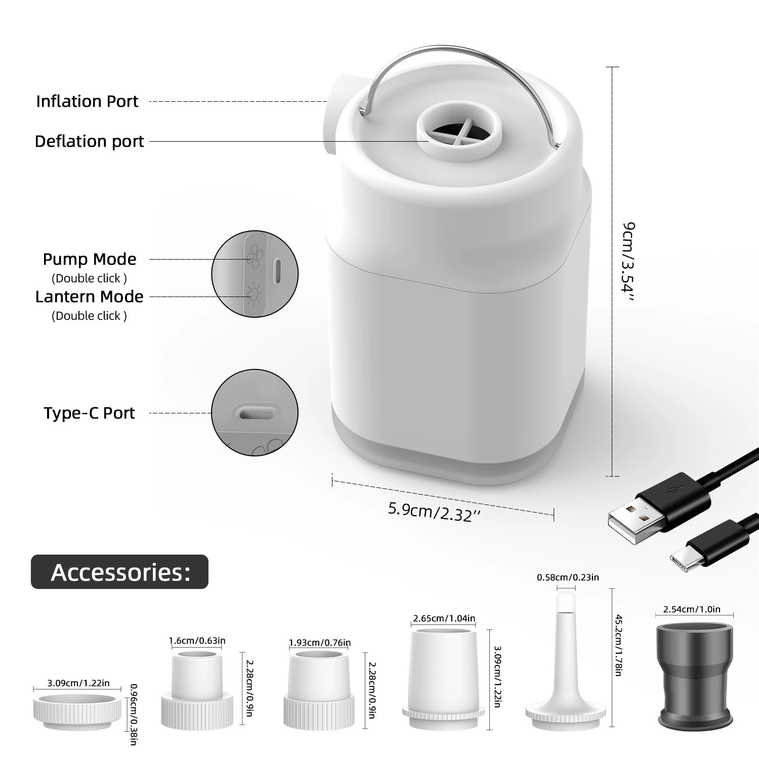 Universal soft heel, air pump