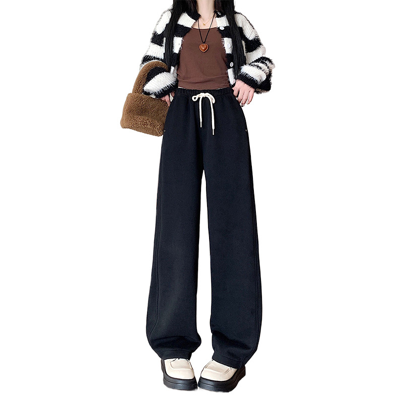 Autunno e inverno Isolamento in peluche Nuovi pantaloni sportivi casual lunghi a gamba dritta larghi e dimagranti_voghion.com