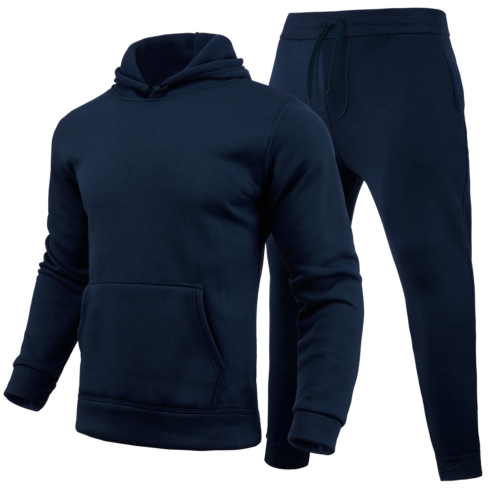 2024 autumn/winter men's women's casual European size blank solid color with fleece loose fitting hoodie and pants_voghion.com